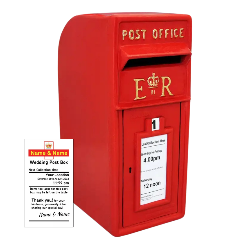 red royal mail post code with personalised insert