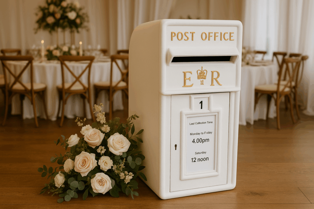 white wedding post box for hire
